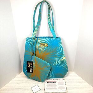 NWT Caribelle Batik 2 Tote Bags Starburst Turquoise Rust Cream Cotton Poplin